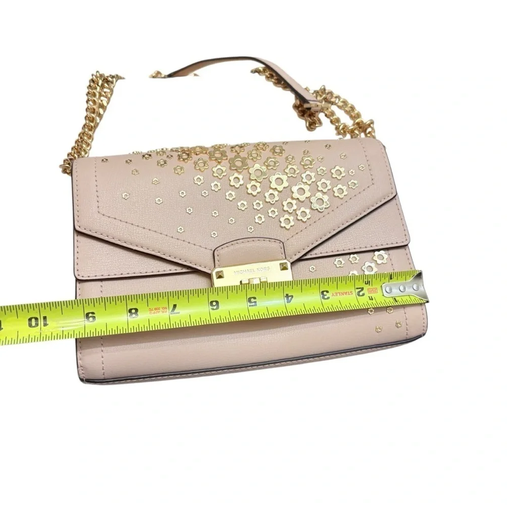 Michael kors pink Kinsley blossom embellished floral crossbody double flap bag